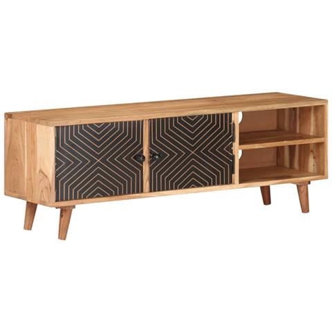 Mobile Porta TV 115x30x39 cm in Legno Massello di Acacia - Foto 1