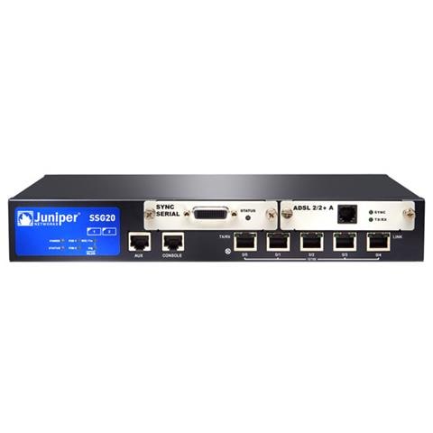 SSG-20-SB-ADSL2-B, 90 Mbit / s, 100 utente (i) , HTTP / HTTPS, SSH, Telnet, NSM, SNMP, 3DES, SHA-1, POP3, HTTP, SMTP, IMAP, FTP, IM, 128 MB - Foto 1