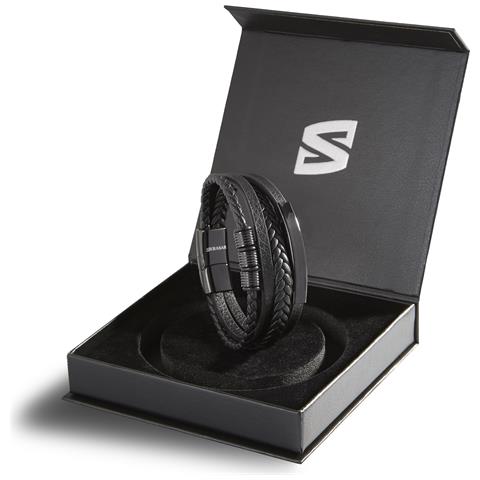 Bracciale in Pelle per Uomo, ""Brave"", 17cm, Nero - Foto 3