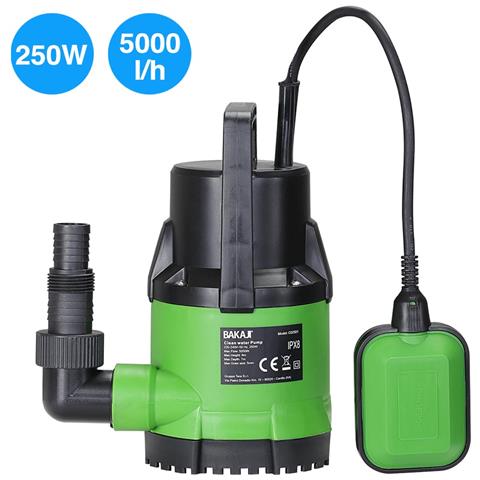 Pompa Immersione Elettropompa Sommersa Acque Chiare 250w 5000l /h Fondo Piatto - Foto 1