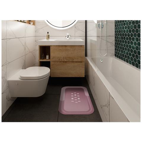 Tappeto Bagno Doccia Antiscivolo Assorbente Home Sweet Home Home Sweet Home Rosa - Foto 2