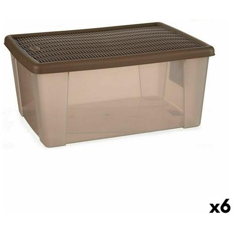 Scatola Portaoggetti Con Coperchio Stefanplast Elegance Marrone Plastica 29 X 17 X 39 Cm (6 Unità) - Foto 1