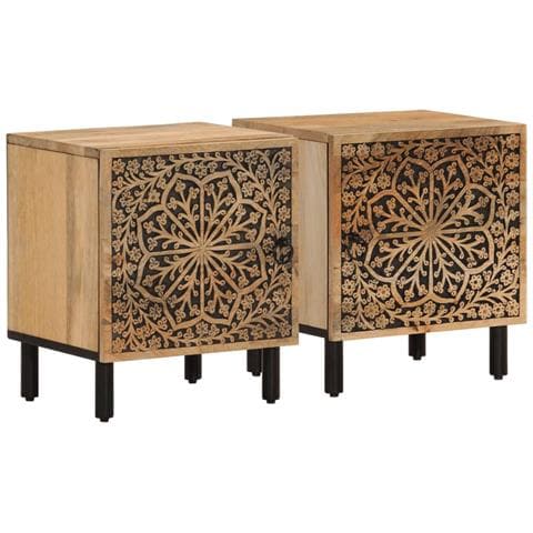 Comodini 2pz 40x33x46 Cm In Legno Massello Di Mango - Foto 2