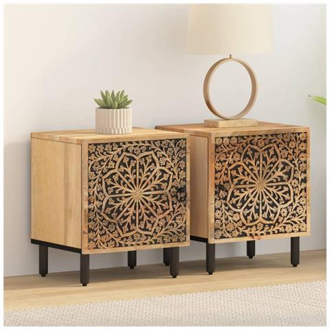 Comodini 2pz 40x33x46 Cm In Legno Massello Di Mango - Foto 3