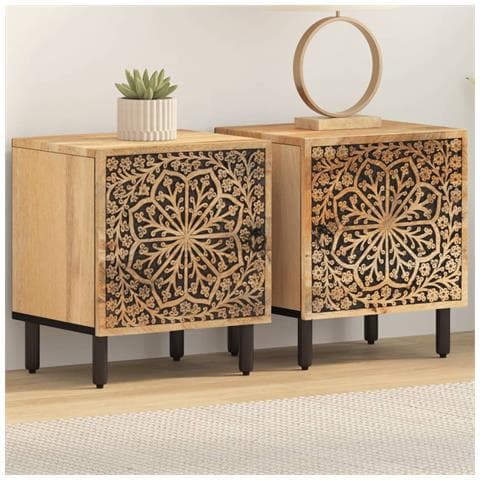 Comodini 2pz 40x33x46 Cm In Legno Massello Di Mango - Foto 1