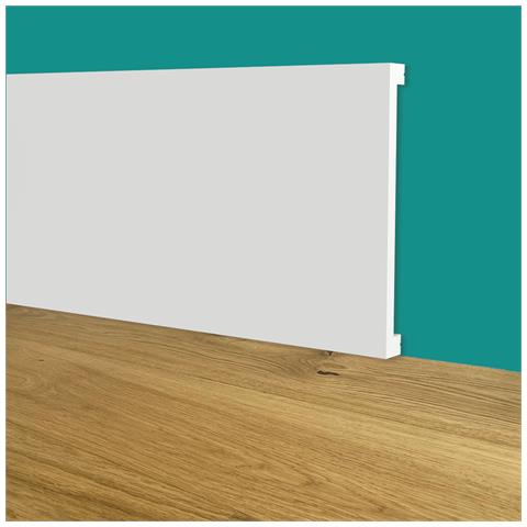 Battiscopa Squadrato Bianco Passacavo 100x10x2000mm In Polimeri - Polistrutturato - Foto 1