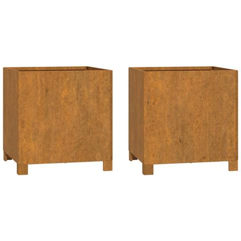 Fioriere Con Gambe 2pz Ruggine 42x40x43 Cm Acciaio Corten - Foto 1