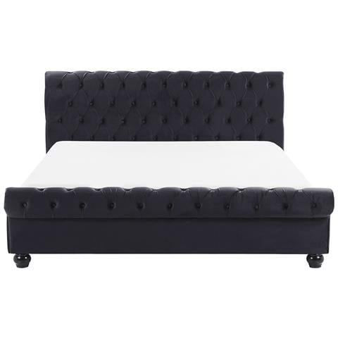 Letto Ad Acqua Velluto Avallon 160 X 200 Cm Nero - Foto 2