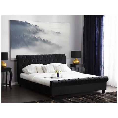 Letto Ad Acqua Velluto Avallon 160 X 200 Cm Nero - Foto 1