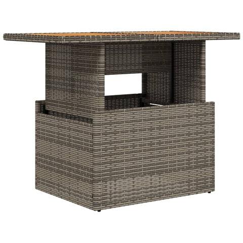 Tavolo Giardino Grigio 100x55x73 Cm Polyrattan E Legno Acacia - Foto 2