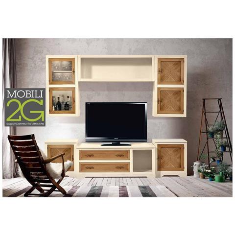 Parete Attrezzata In Legno Avorio /Noce Grano 260x65 - Foto 1