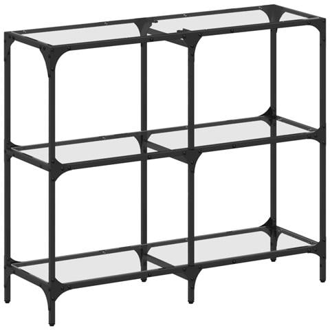 Tavolino Consolle Piano Vetro Trasparente 98x30x81cm In Acciaio - Foto 2