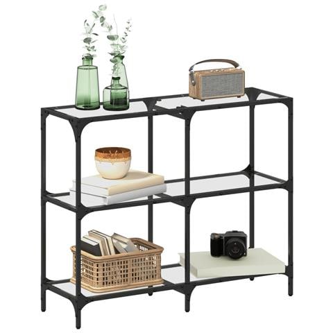 Tavolino Consolle Piano Vetro Trasparente 98x30x81cm In Acciaio - Foto 3
