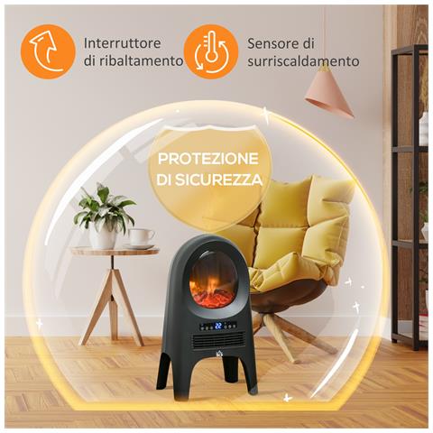 Termoventilatore A 3 Modalità Di Riscaldamento Con 3 Temperature Regolabili, 33.7x25.5x60.4 Cm, Nero - Foto 6
