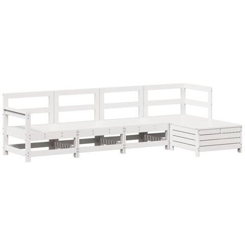 Set Salotto da Giardino 5 pz Bianco in Legno Massello di Pino - Foto 1