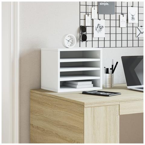 Organizer Per La Scrivania Bianco 36x26x29,5 Cm In Multistrato - Foto 3