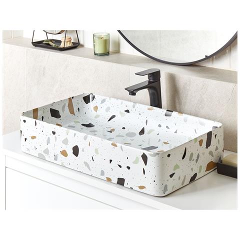 Lavabo Bagno Bianco Effetto Terrazzo 61 X 35 Cm Nules - Foto 1