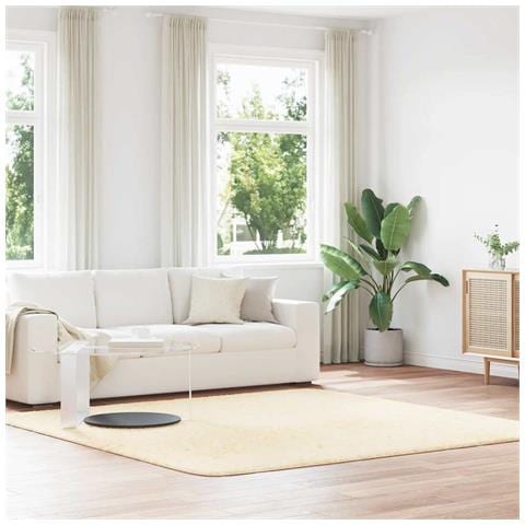 Tappeto Shaggy a Pelo Lungo NAVARRA Crema 240x240 cm poliestere - Foto 1