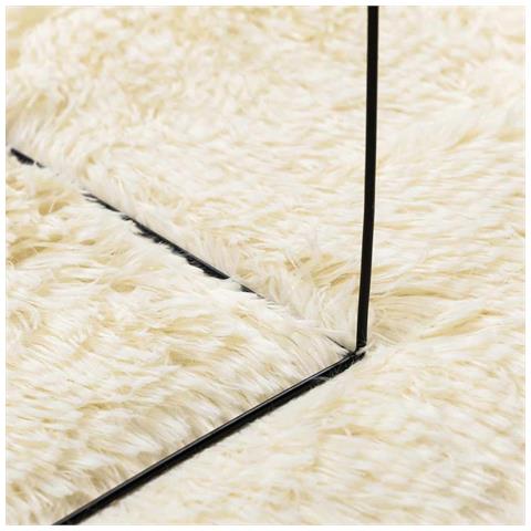Tappeto Shaggy a Pelo Lungo NAVARRA Crema 240x240 cm poliestere - Foto 9