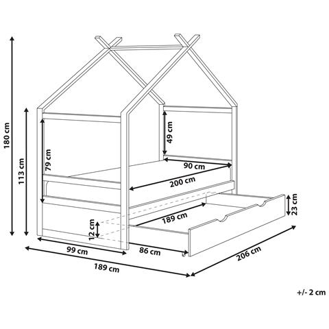 Letto Per Bambini Casa Legno Di Pino Orgeval 90 X 200 Cm Con Contenitore Grigio - Foto 6