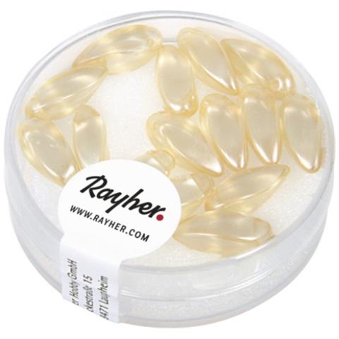 Rayher - 15 Pezzi - Perle In Vetro A Goccia 6x12mm - Colore Avorio - Foto 1