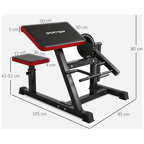 Panca Romana 2 in 1 per Curl e Tricipiti con Sedile a 5 Livelli e 25 Regolazioni, Nero - Foto 6