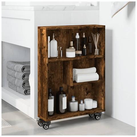 Carrello Stretto Rovere Fumo 48x13x68 Cm In Truciolato - Foto 3
