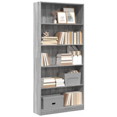 Libreria Grigio Sonoma 80x24x176 Cm In Legno Multistrato - Foto 1