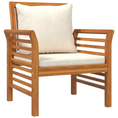 Poltrone Con Cuscini Bianco Crema 2 Pz Legno Massello Di Acacia - Foto 2