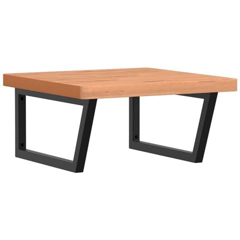 Ripiano A Parete Per Lavabo In Acciaio E Massello Di Faggio - Foto 1