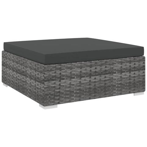 Poggiapiedi Modulare 1 Pz Con Cuscino In Polyrattan Grigio - Foto 2