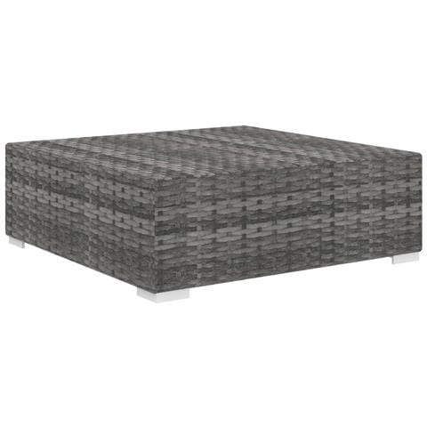 Poggiapiedi Modulare 1 Pz Con Cuscino In Polyrattan Grigio - Foto 1