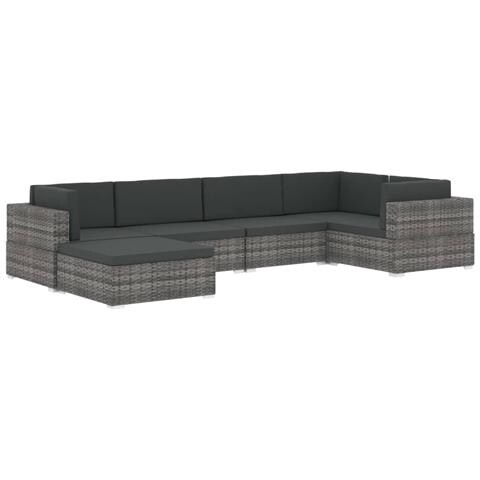 Poggiapiedi Modulare 1 Pz Con Cuscino In Polyrattan Grigio - Foto 8