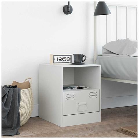 Comodino Bianco 34,5x39x44 Cm In Acciaio - Foto 2