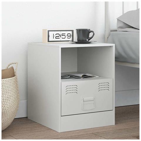 Comodino Bianco 34,5x39x44 Cm In Acciaio - Foto 8