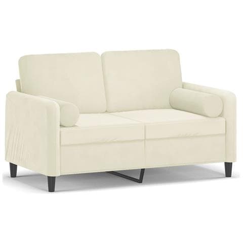 Divano a 2 Posti con Cuscini Crema 120 cm in Velluto - Foto 1