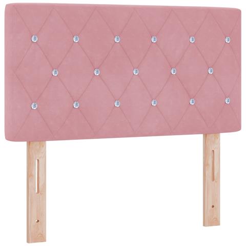Testiera  con bottoni in cristallo tufted rosa 80 cm in velluto - Foto 1