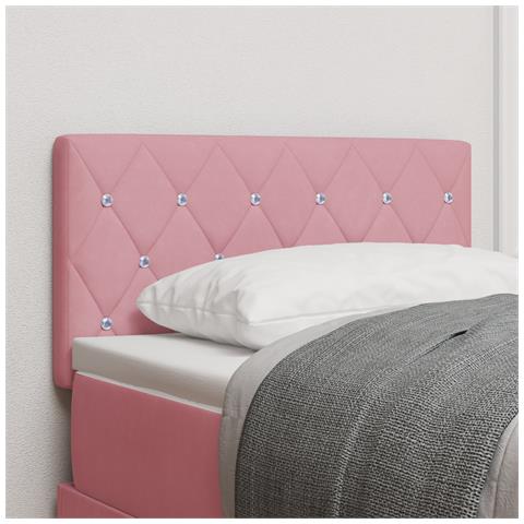 Testiera  con bottoni in cristallo tufted rosa 80 cm in velluto - Foto 2