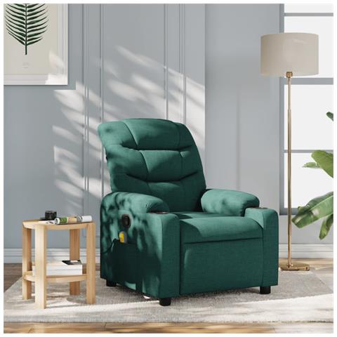 Poltrona Massaggiante Reclinabile Verde Scuro in Tessuto - Foto 2