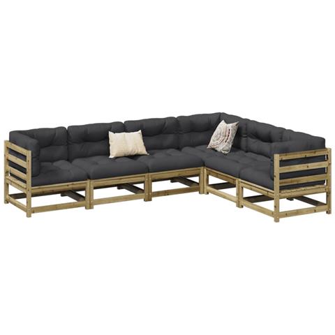 Set Divani da Giardino 6pz con Cuscini Legno Impregnato di Pino - Foto 2