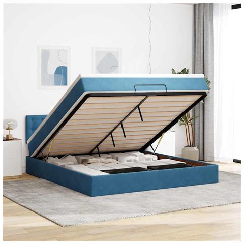 Struttura Letto Pouf con Materasso 180x200 cm in Velluto - Foto 2