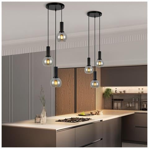 Lampada A Sospensione Per Sala Da Pranzo, 3 Fiamme, E27, Lampada A Sospensione In Vetro Retrò, Bar Per Camera Da Letto - Foto 8
