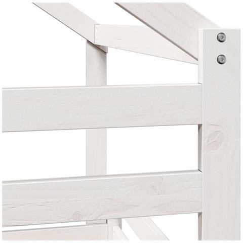 Letto a Castello con Tetto Bianco 75x190 cm Legno Massello Pino - Foto 9