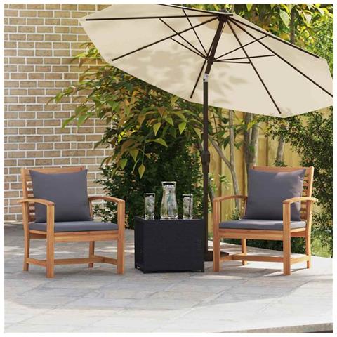 Sedie da giardino 2 pcs Naturale 60 x 65 x 76.5 cm - Foto 2