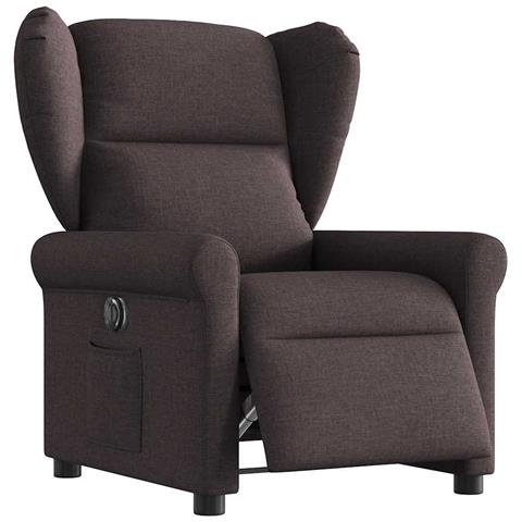 Poltrona Elettrica Reclinabile Marrone Scuro in Tessuto - Foto 1