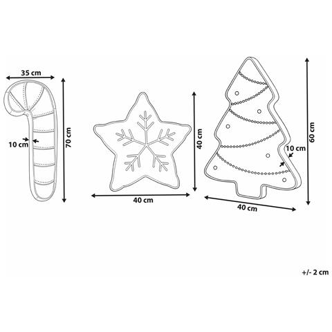 Set Di 3 Cuscini Decorativi Jollytrio Velluto 35 X 70 Cm 40 X 60 Cm 40 X 40 Cm Beige Chiaro Modello Natalizio - Foto 8