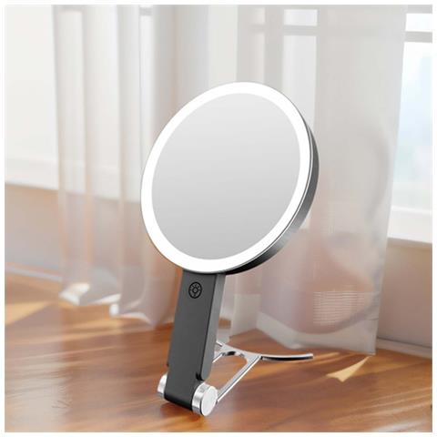 Specchio Per Trucco A Led Nero Con Staffa A C E Ingrandimento 5x - Foto 2