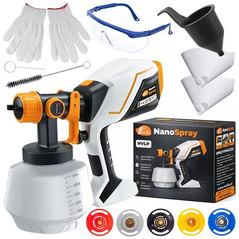 Pistola A Spruzzo Elettrica Nanospray Hvlp 1000w - 5 Ugelli, Serbatoio 1200ml | Verniciatura Pareti, Mobili, Recinzioni - Foto 1