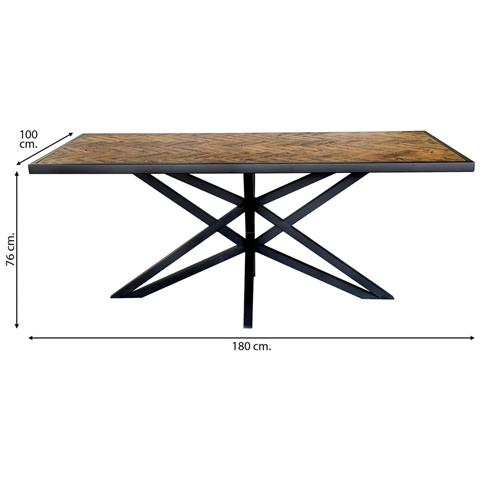 Tavolo Da Pranzo Rettangolare In Legno Marrone, 180x100x76h Cm - Foto 4