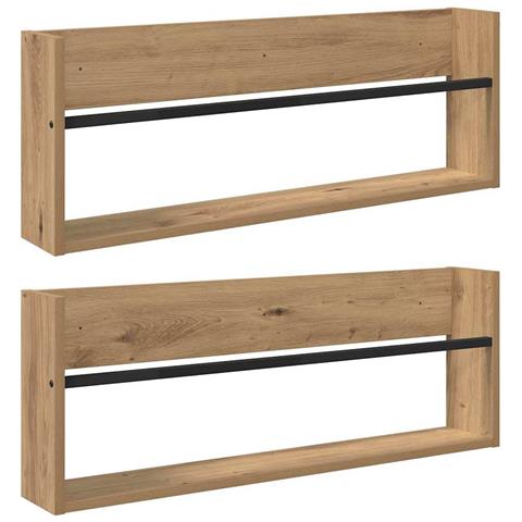 Scaffale per riviste 2 pcs Rovere artigianale 80 x 12 x 30 cm - Foto 1